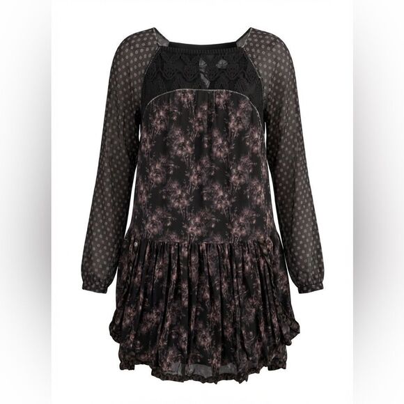 Free People Dresses & Skirts - FREE PEOPLE WOMENS A LINE DRESS BLACK AND LAVENDER SIZE M